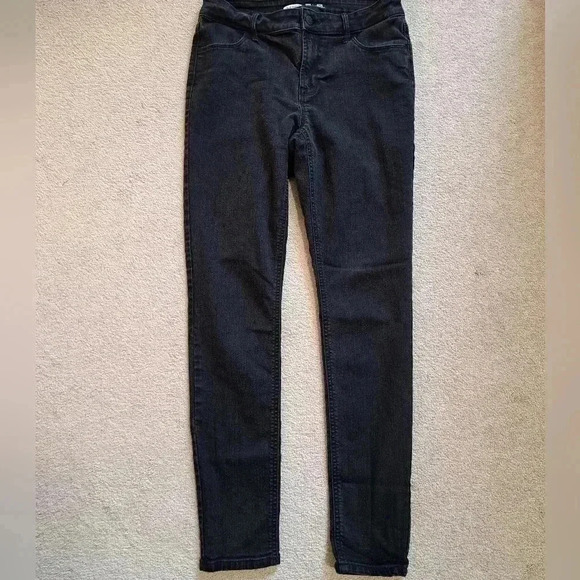 ❤️ Old Navy Super Skinny Jeans Black Denim Size 6 Stretch Mid Rise - Picture 2 of 9